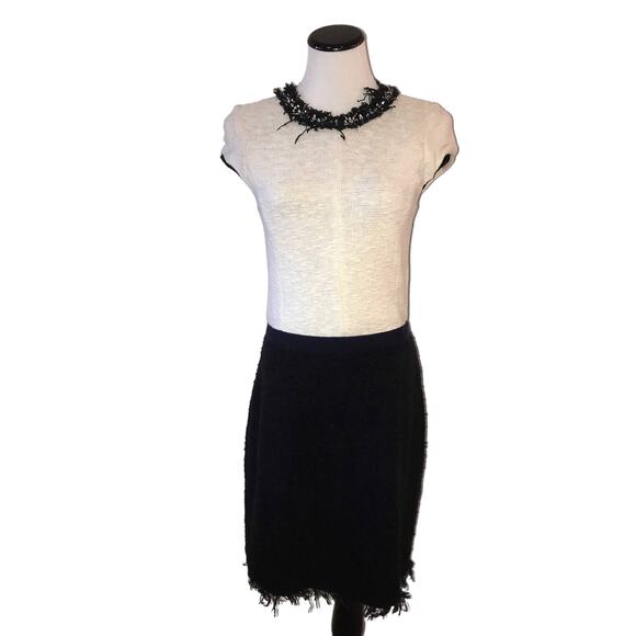 Rebecca Taylor Two Toned Embellished Neck Tweed Fringe Dress - Picture 4 of 12